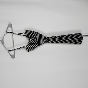 Cache black dress with white stripes size XL